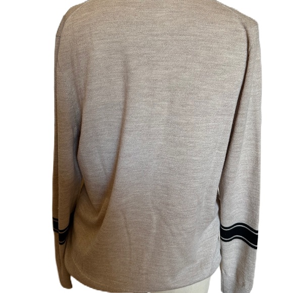 Madewell tan cardigan with black. 100% wool. Size Large - Picture 2 of 7